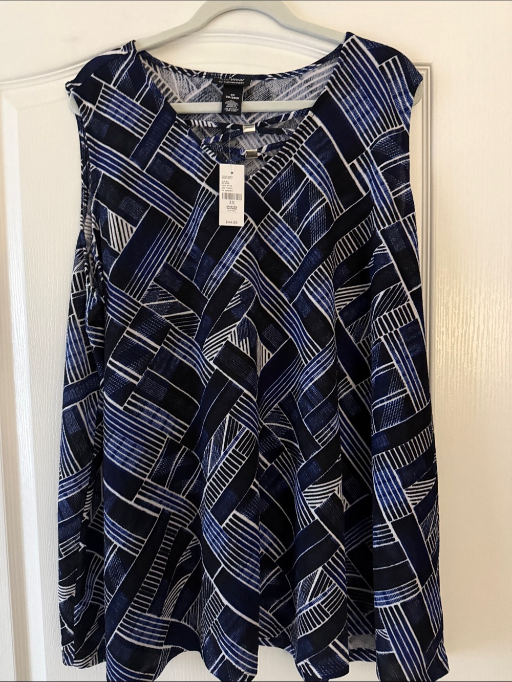 Catherines Navy and White Geometric Sleeveless Camisole